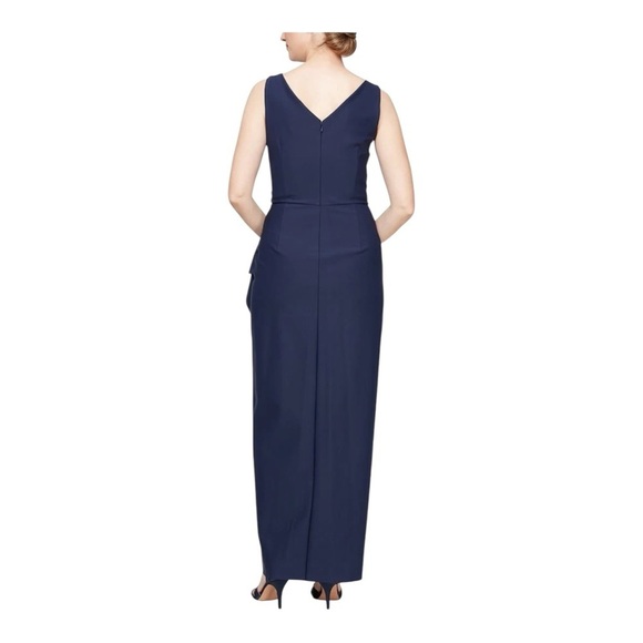Alex Evenings Long Sleeveless Compression Sheath Gown in Navy NWT - Picture 5 of 7